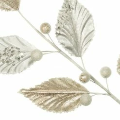 The Christmas Palace Gilded Elegance 32" WHITE VELVET LEAVES SPRAY SET OF 6