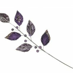 The Christmas Palace Stems & Picks 32" PURPLE VELVET LEAVES SPRAY SET OF 6