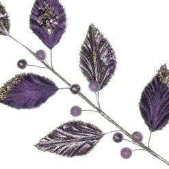 The Christmas Palace Stems & Picks 32" PURPLE VELVET LEAVES SPRAY SET OF 6