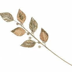 The Christmas Palace Stems & Picks 32" CHAMPAGNE VELVET LEAVES SPRAY SET OF 6