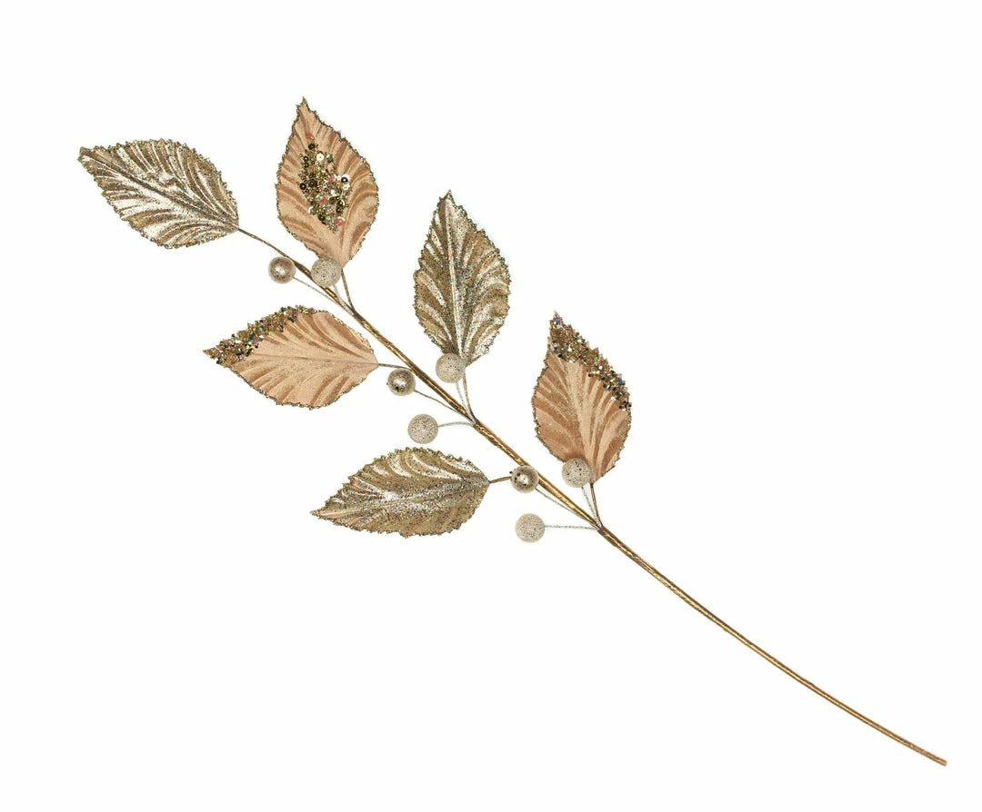 Wholesale π The π Christmas Palace Stems & Picks 32" CHAMPAGNE VELVET LEAVES SPRAY SET OF 6 π₯ 1 The Christmas Palace Stems & Picks 32" CHAMPAGNE VELVET LEAVES SPRAY SET OF 6
