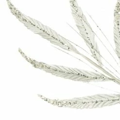 The Christmas Palace 26" WHITE LEAVES SPRAY SET OF 12