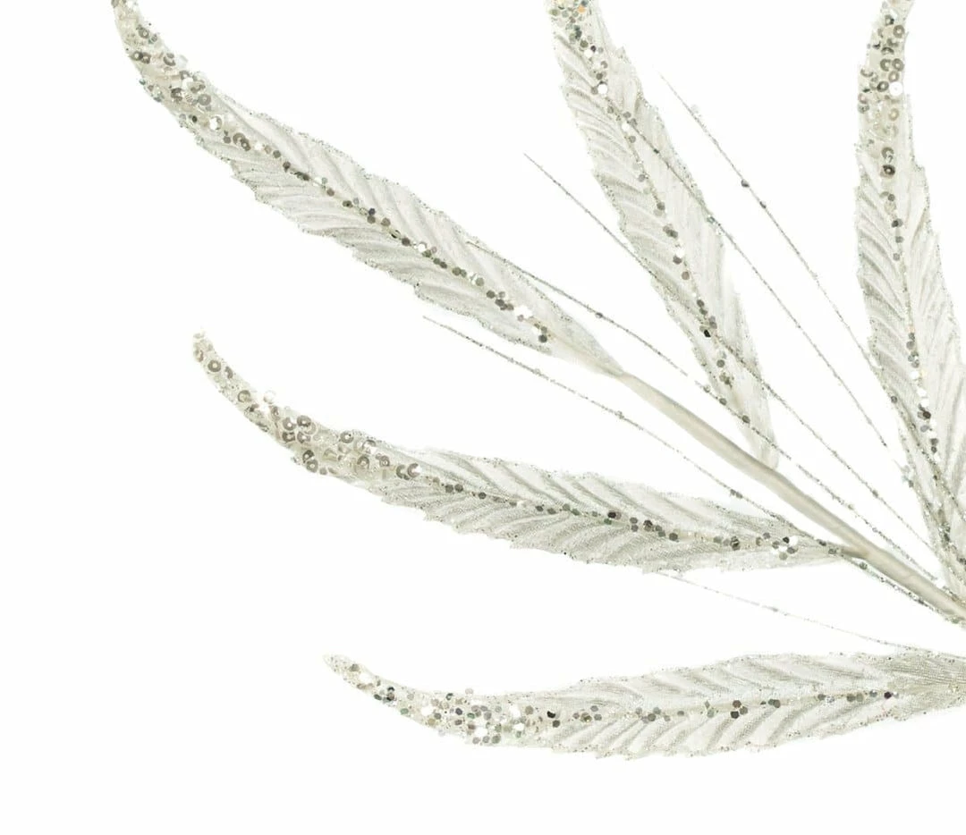 Best Sale π The π Christmas Palace 26" WHITE LEAVES SPRAY SET OF 12 π 2 The Christmas Palace 26" WHITE LEAVES SPRAY SET OF 12