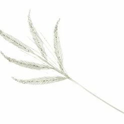 The Christmas Palace 26" WHITE LEAVES SPRAY SET OF 12