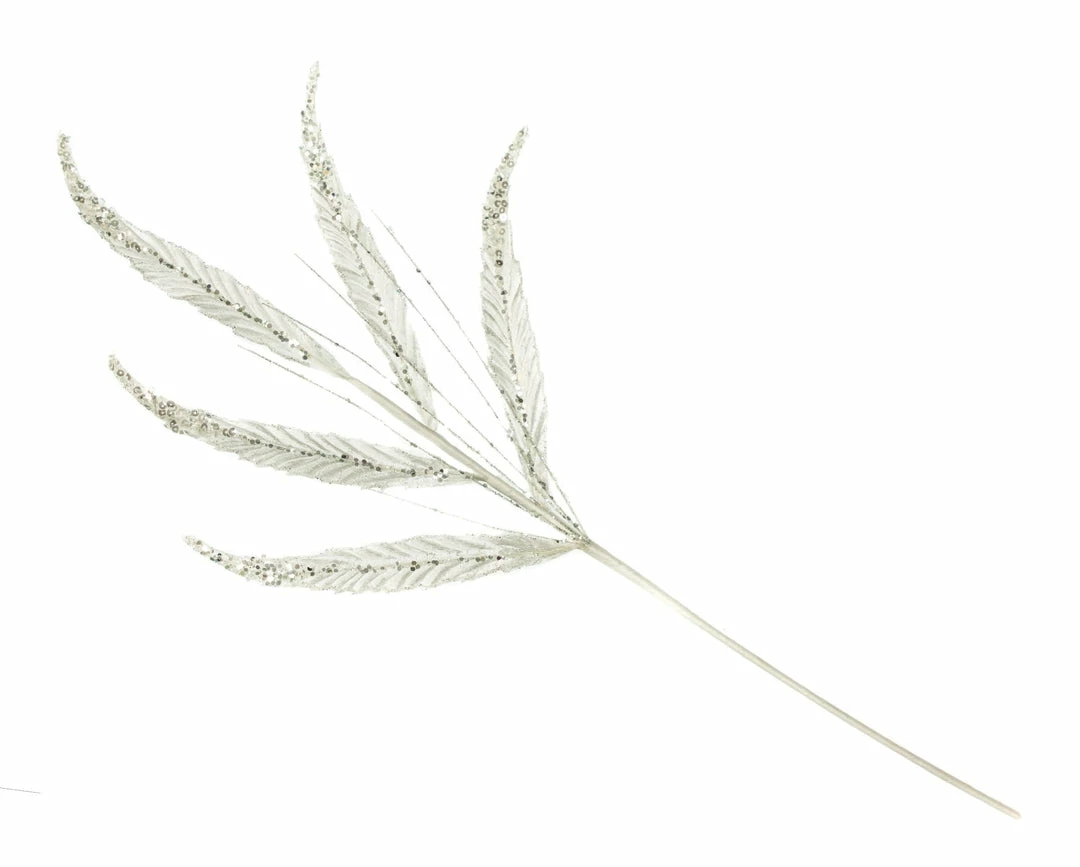 Best Sale π The π Christmas Palace 26" WHITE LEAVES SPRAY SET OF 12 π 1 The Christmas Palace 26" WHITE LEAVES SPRAY SET OF 12