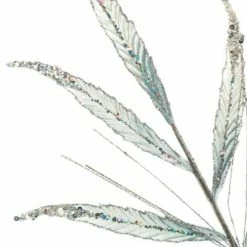 The Christmas Palace 26" SILVER LEAVES SPRAY SET OF 12 Stems & Picks