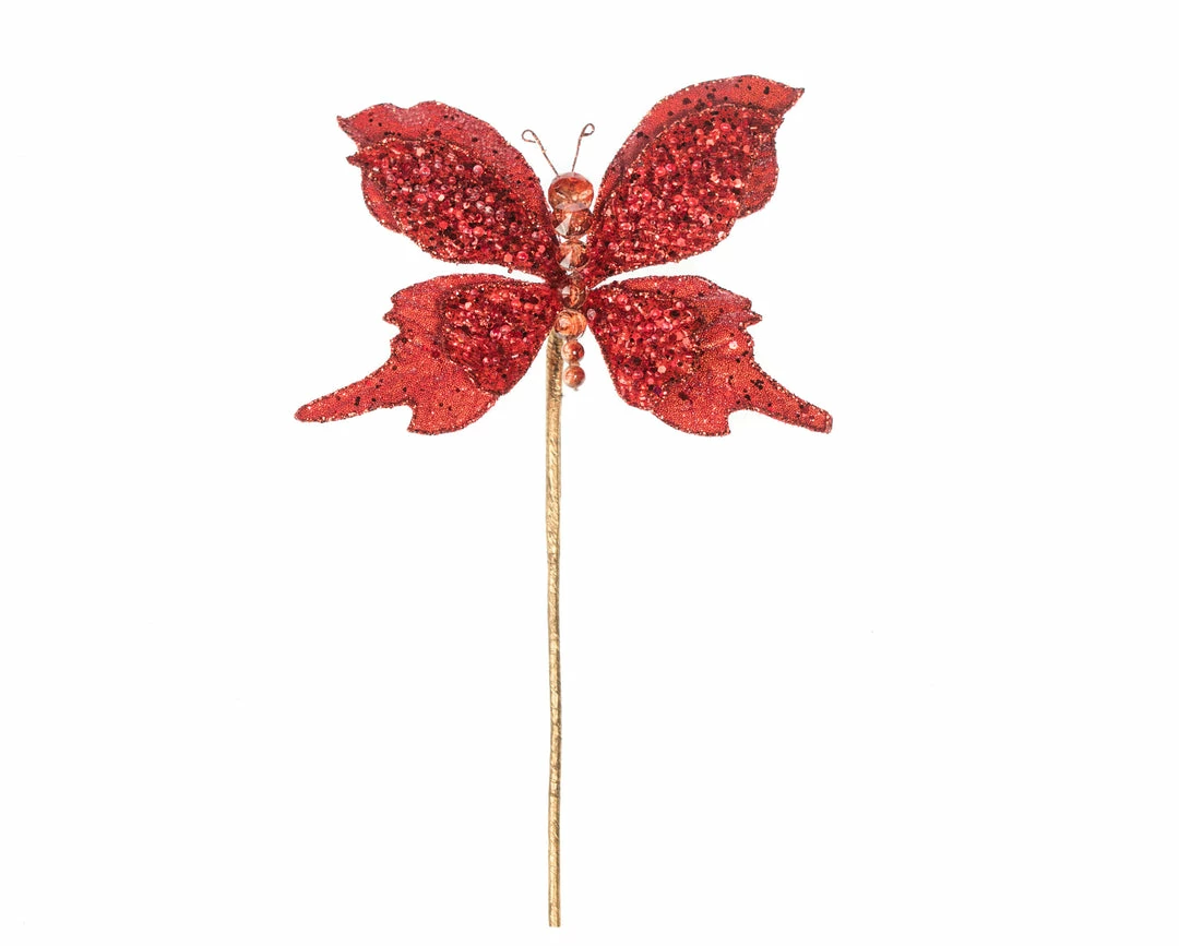 Wholesale 𧨠The π Christmas Palace Yuletide Traditions 6" RED GLITTER BUTTERFLY PICK SET OF 6 π₯° 1 The Christmas Palace Yuletide Traditions 6" RED GLITTER BUTTERFLY PICK SET OF 6