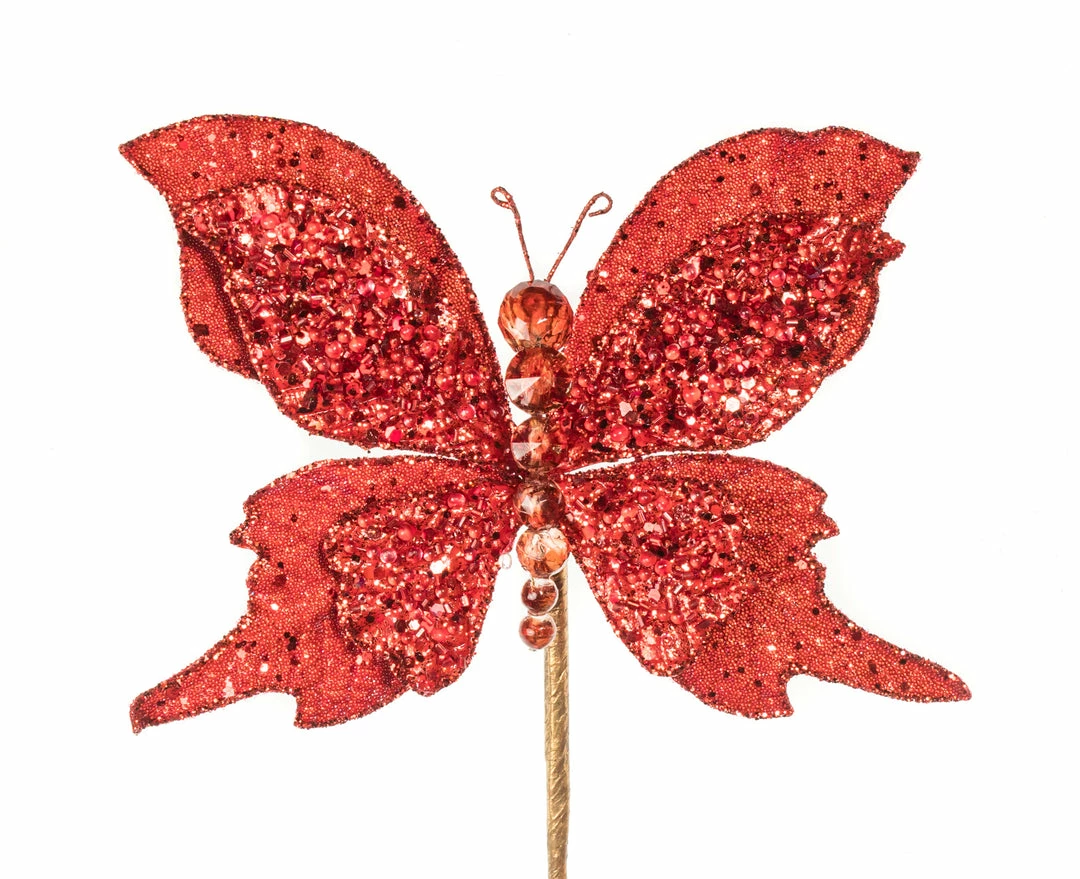 Wholesale 𧨠The π Christmas Palace Yuletide Traditions 6" RED GLITTER BUTTERFLY PICK SET OF 6 π₯° 2 The Christmas Palace Yuletide Traditions 6" RED GLITTER BUTTERFLY PICK SET OF 6