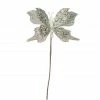 The Christmas Palace 6" SILVER GLITTER BUTTERFLY PICK SET OF 6