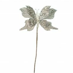 The Christmas Palace 6" SILVER GLITTER BUTTERFLY PICK SET OF 6