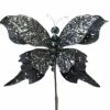 The Christmas Palace Butterflies 6" MIDNIGHT BLUE GLITTER BUTTERFLY PICK SET OF 6