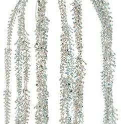 The Christmas Palace 32" SILVER GLITTER HANGING BRANCH SET OF 6