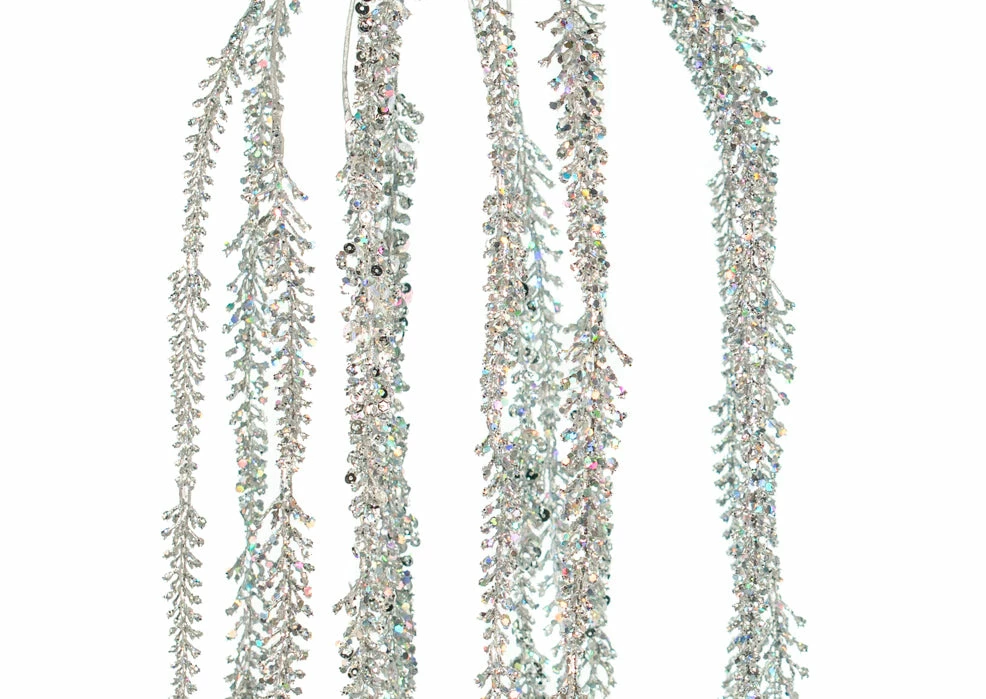 Best Sale π― The π Christmas Palace 32" SILVER GLITTER HANGING BRANCH SET OF 6 𧨠2 The Christmas Palace 32" SILVER GLITTER HANGING BRANCH SET OF 6