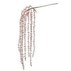The Christmas Palace 16" PINK GLITTER HANGING BRANCH SET OF 6 Stems & Picks