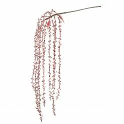The Christmas Palace 16" PINK GLITTER HANGING BRANCH SET OF 6 Stems & Picks