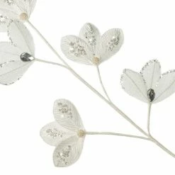 The Christmas Palace 33" WHITE LEAVES DIAMOND SPRAY SET OF 4 Stems & Picks