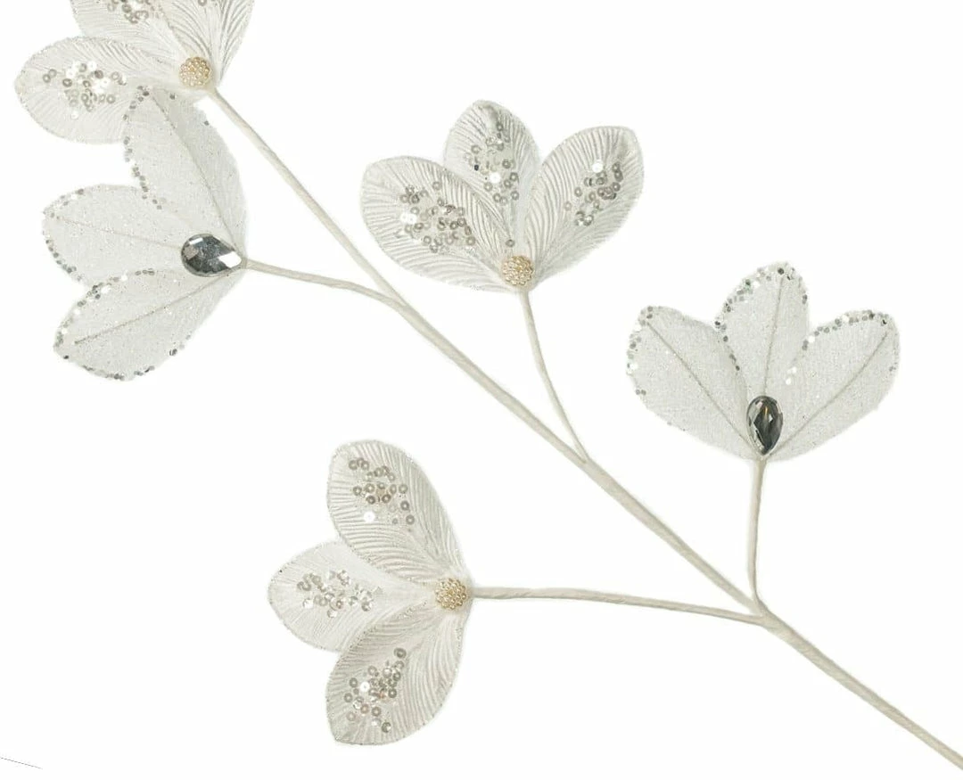 Outlet π The π Christmas Palace 33" WHITE LEAVES DIAMOND SPRAY SET OF 4 Stems & Picks π 2 The Christmas Palace 33" WHITE LEAVES DIAMOND SPRAY SET OF 4 Stems & Picks