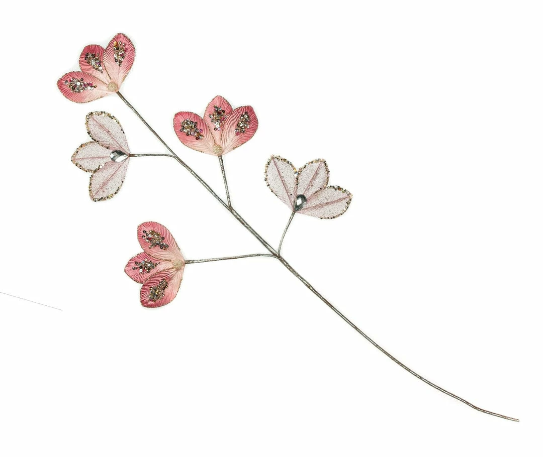 New β€οΈ The π Christmas Palace 33" PINK LEAVES DIAMOND SPRAY SET OF 4 Stems & Picks π₯° 1 The Christmas Palace 33" PINK LEAVES DIAMOND SPRAY SET OF 4 Stems & Picks