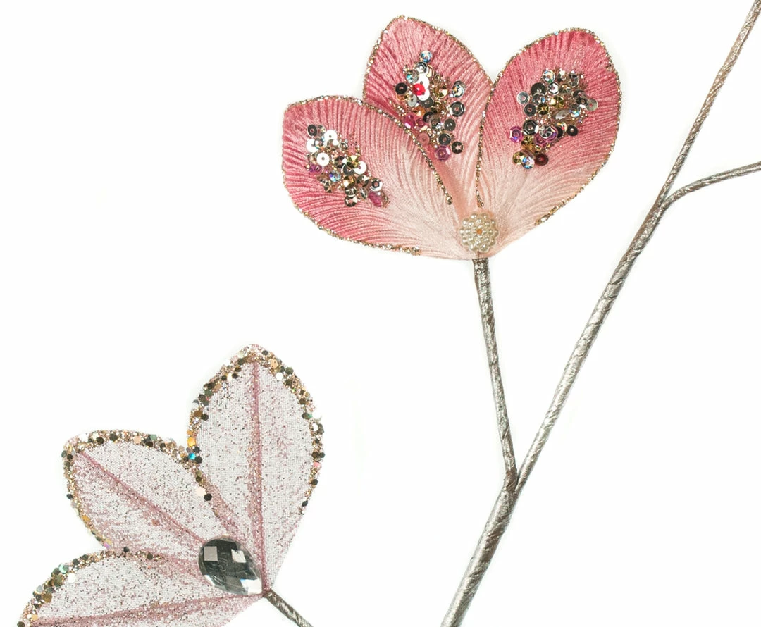 New β€οΈ The π Christmas Palace 33" PINK LEAVES DIAMOND SPRAY SET OF 4 Stems & Picks π₯° 2 The Christmas Palace 33" PINK LEAVES DIAMOND SPRAY SET OF 4 Stems & Picks