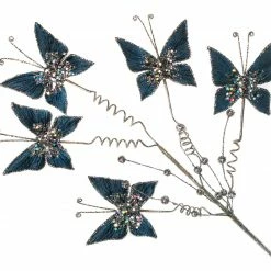 The Christmas Palace 24" MIDNIGHT BLUE MINI BUTTERFLY SPRAY SET OF 6