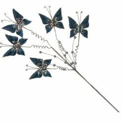 The Christmas Palace 24" MIDNIGHT BLUE MINI BUTTERFLY SPRAY SET OF 6
