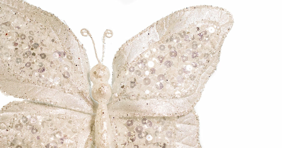 Buy π The π Christmas Palace Butterflies 7" WHITE SEQUIN BUTTERFLY CLIP SET OF 6 π 2 The Christmas Palace Butterflies 7" WHITE SEQUIN BUTTERFLY CLIP SET OF 6