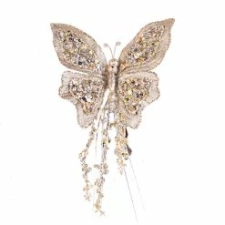 The Christmas Palace Butterflies 7" PLATINUM SEQUIN BUTTERFLY SET OF 6