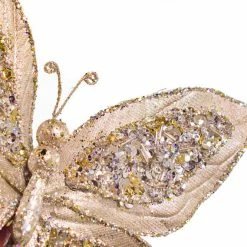 The Christmas Palace Butterflies 7" PLATINUM SEQUIN BUTTERFLY SET OF 6