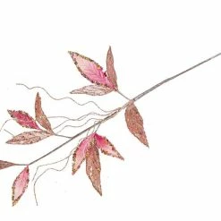 The Christmas Palace 24" PINK VELVET LEAF SPRAY SET OF 6