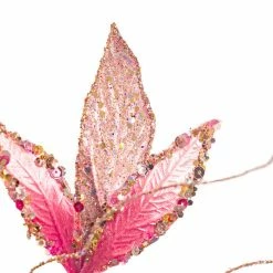 The Christmas Palace 24" PINK VELVET LEAF SPRAY SET OF 6