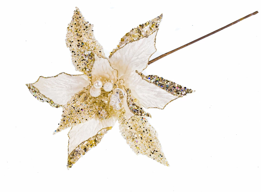 Wholesale π The π Christmas Palace 18" CREAM POINSETTIA LEAF STEM SET OF 6 Flowers π 2 The Christmas Palace 18" CREAM POINSETTIA LEAF STEM SET OF 6 Flowers