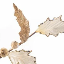 The Christmas Palace 26" CREAM GLITTER LEAF SPRAY SET OF 6