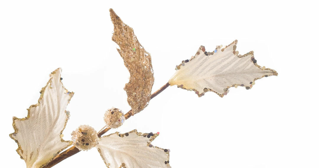 Hot Sale π The π Christmas Palace 26" CREAM GLITTER LEAF SPRAY SET OF 6 π 2 The Christmas Palace 26" CREAM GLITTER LEAF SPRAY SET OF 6