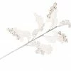 The Christmas Palace 29" WHITE & SILVER FANCY GLITTER LEAF SET OF 6 Flowers