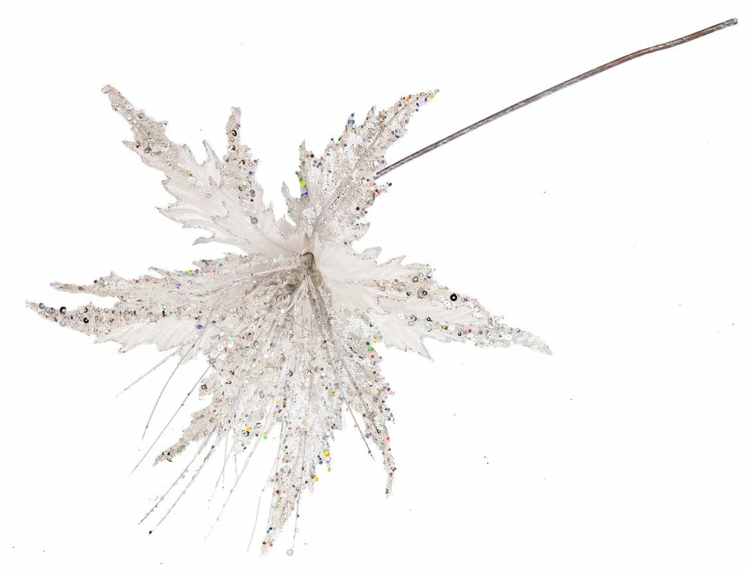 Discount β The π Christmas Palace Flowers 16" WHITE & SILVER POINSETTIA STEM SET OF 6 π€© 1 The Christmas Palace Flowers 16" WHITE & SILVER POINSETTIA STEM SET OF 6