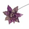 The Christmas Palace Flowers 12" PURPLE POINSETTIA PICK SET OF 6