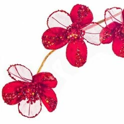 The Christmas Palace 24" RED FLOWER SPRAY SET OF 6