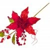 The Christmas Palace Flowers 17" RED POINSETTIA WITH LEAVES PICK SET OF 6