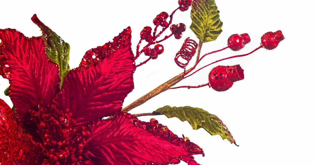 Discount π The β Christmas Palace Flowers 17" RED POINSETTIA WITH LEAVES PICK SET OF 6 π― 2 The Christmas Palace Flowers 17" RED POINSETTIA WITH LEAVES PICK SET OF 6