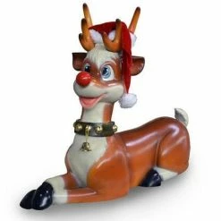 The Christmas Palace OVERSIZED DECOR 2.5 FT LAYING RED NOSE REINDEER
