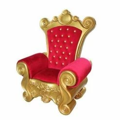 The Christmas Palace 5 FT RED & GOLD SANTA CHAIR OVERSIZED DECOR