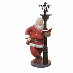 The Christmas Palace 6 FT READING SANTA WITH LAMP POST OVERSIZED DECOR