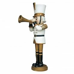The Christmas Palace 9 FT WHITE & GOLD NUTCRACKER WITH TRUMPET OVERSIZED DECOR