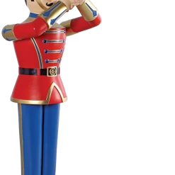 The Christmas Palace 6 FT RED & BLUE SOLDIER WITH TRUMPET OVERSIZED DECOR