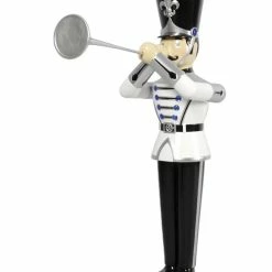 The Christmas Palace 6 FT SILVER, WHITE, & BLACK SOLDIER WITH TRUMPET OVERSIZED DECOR