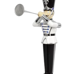 The Christmas Palace 6 FT SILVER, WHITE, & BLACK SOLDIER WITH TRUMPET OVERSIZED DECOR