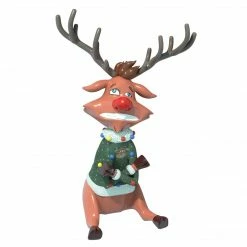The Christmas Palace 5 FT SITTING FREEZING REINDEER OVERSIZED DECOR