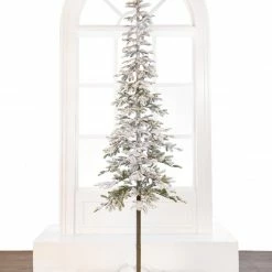The Christmas Palace 7 FT ALPINE FIR SNOWY PRE LIT WARM WHITE LIGHTS
