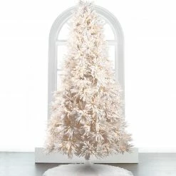 The Christmas Palace 10 FT SNOWY FLUFFY BIG PINE PRE LIT WARM WHITE LED CHRISTMAS TREES