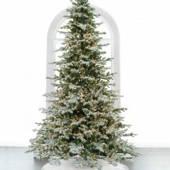 The Christmas Palace CHRISTMAS TREES 7.5 FT VAIL SNOW PINE SLIM TREE PRE LIT WARM WHITE LED